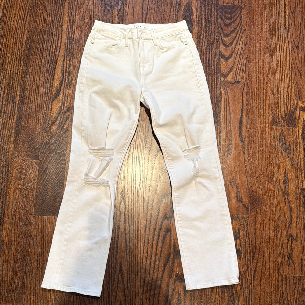 Frame..Le high straight Jeans in white